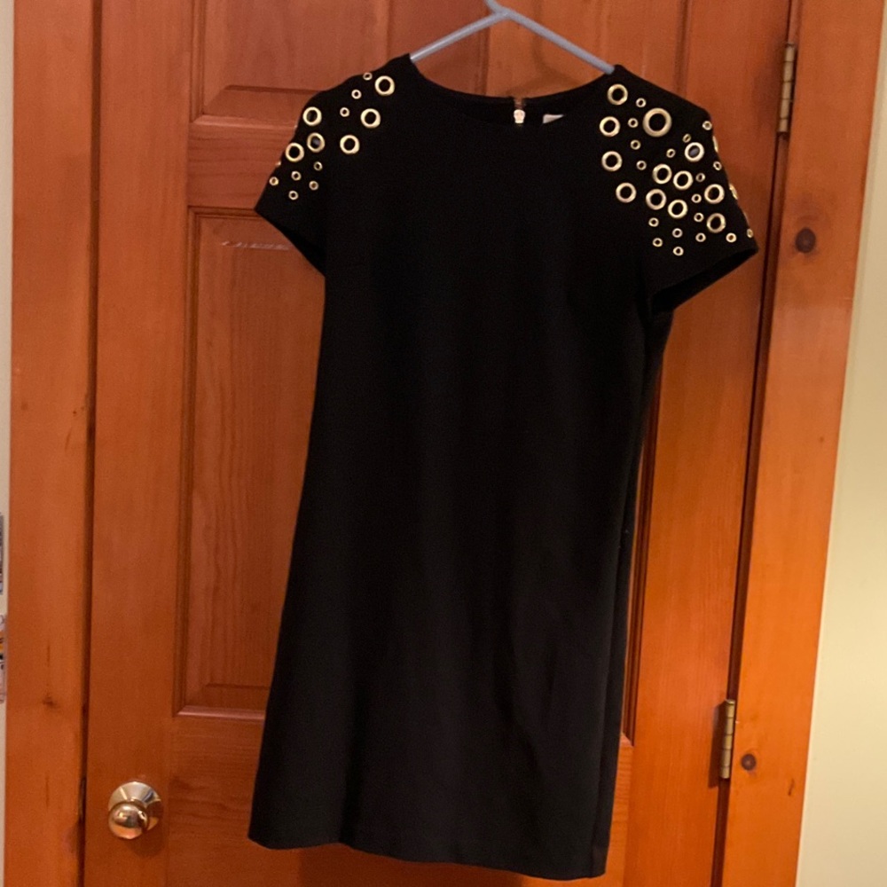 MICHAEL Michael Kors Black Mini Dress with Gold Accents